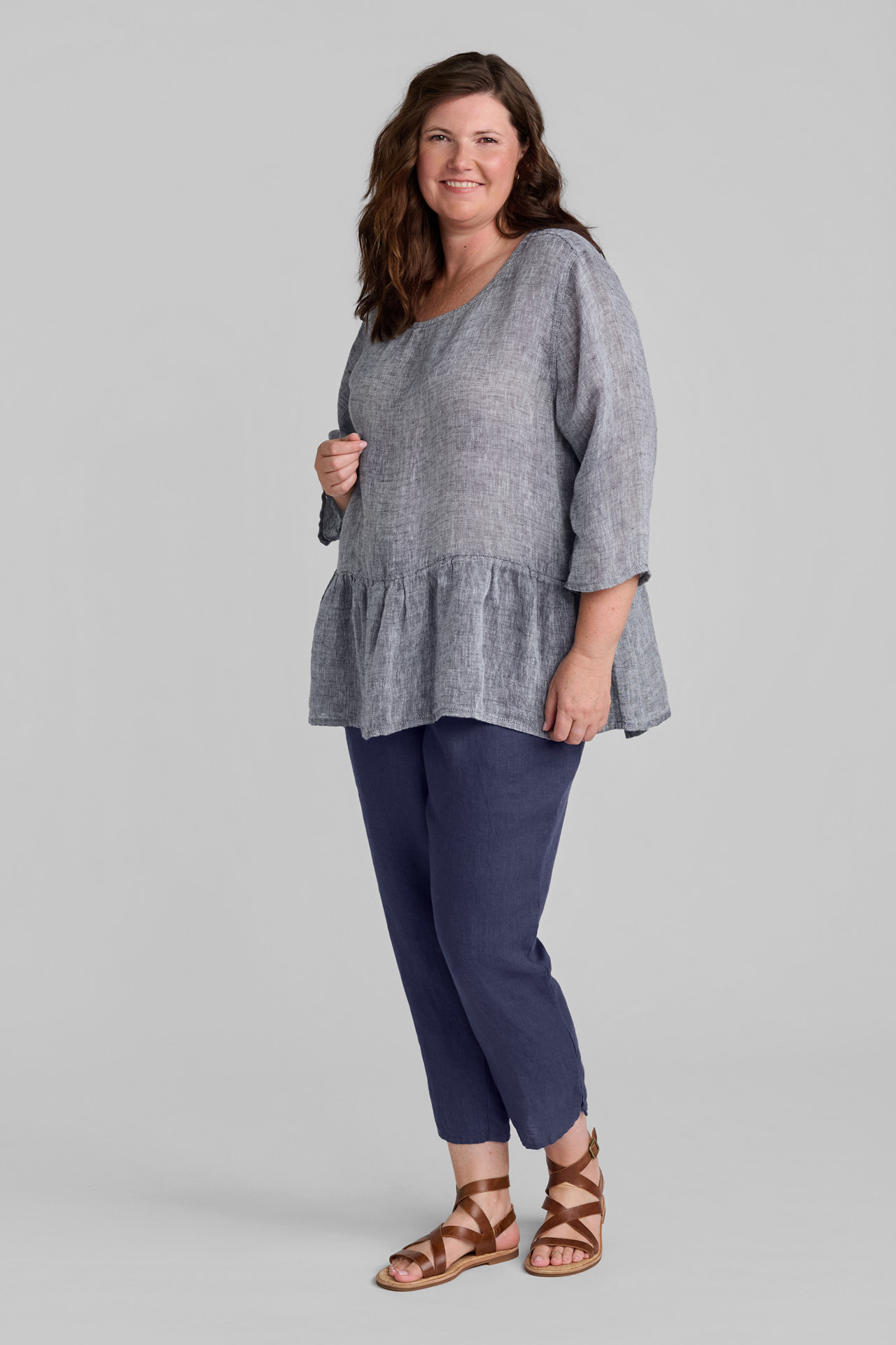 FLAX women's linen shirt in prune