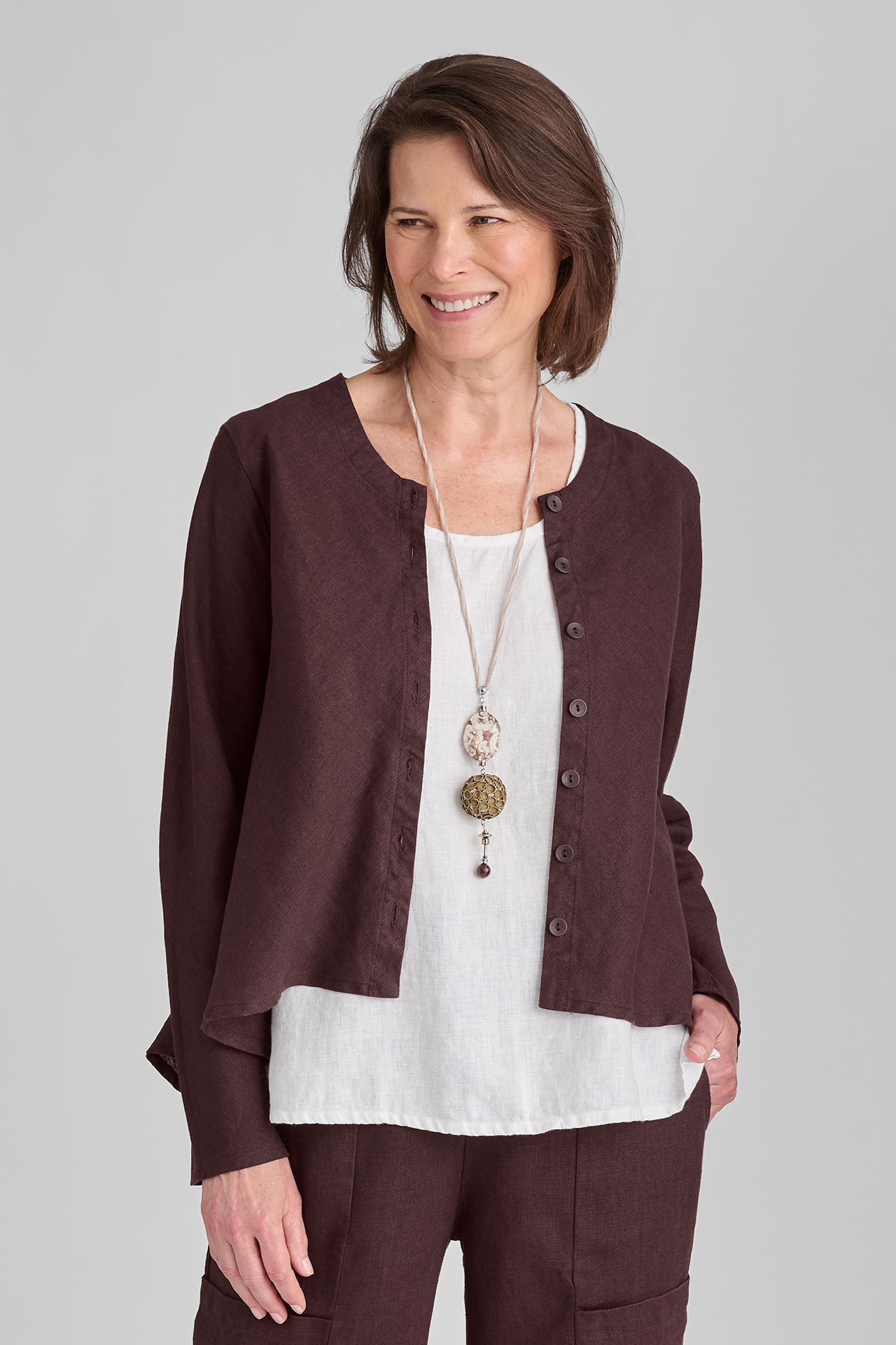 FLAX women's linen shirt in prune