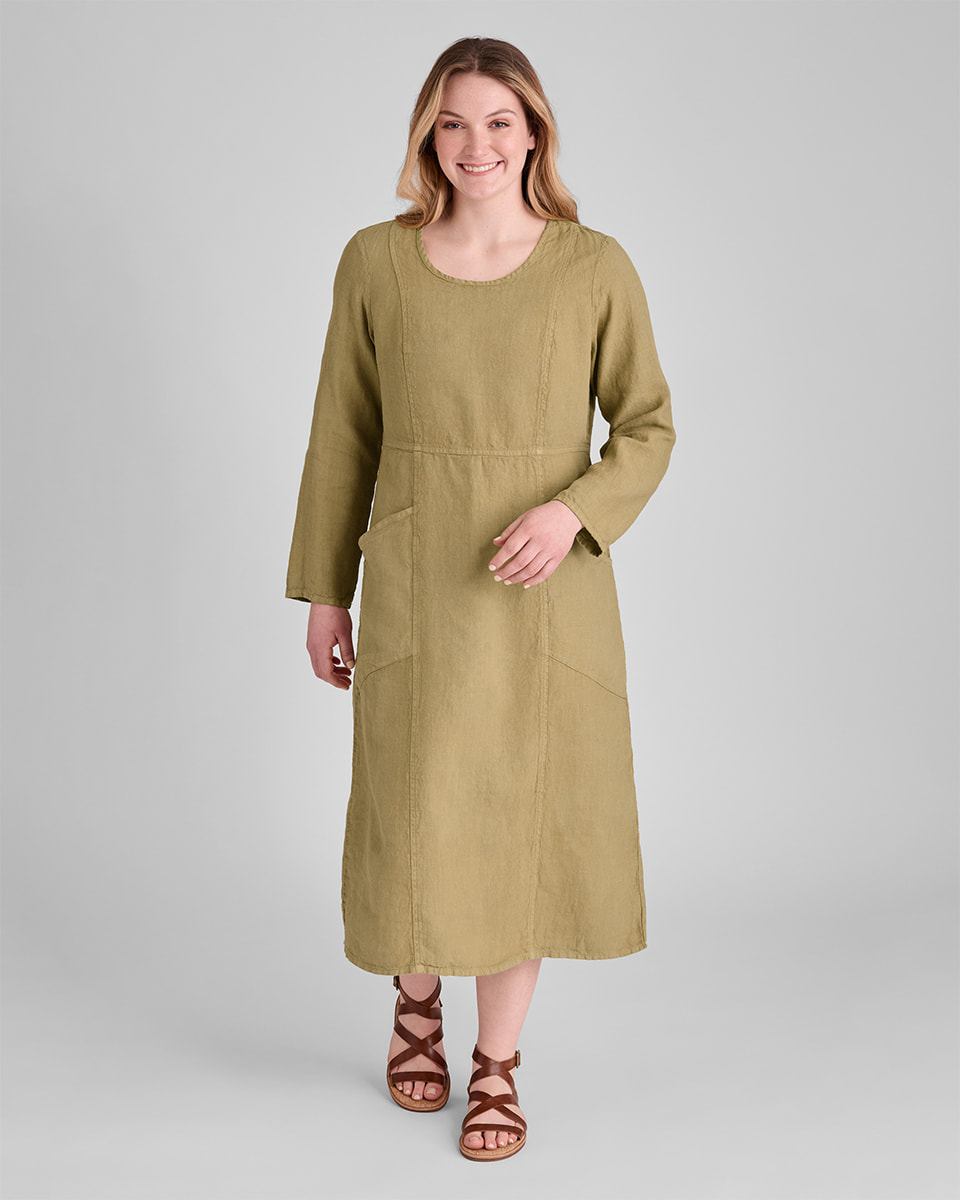 Women's linen dress in yellow