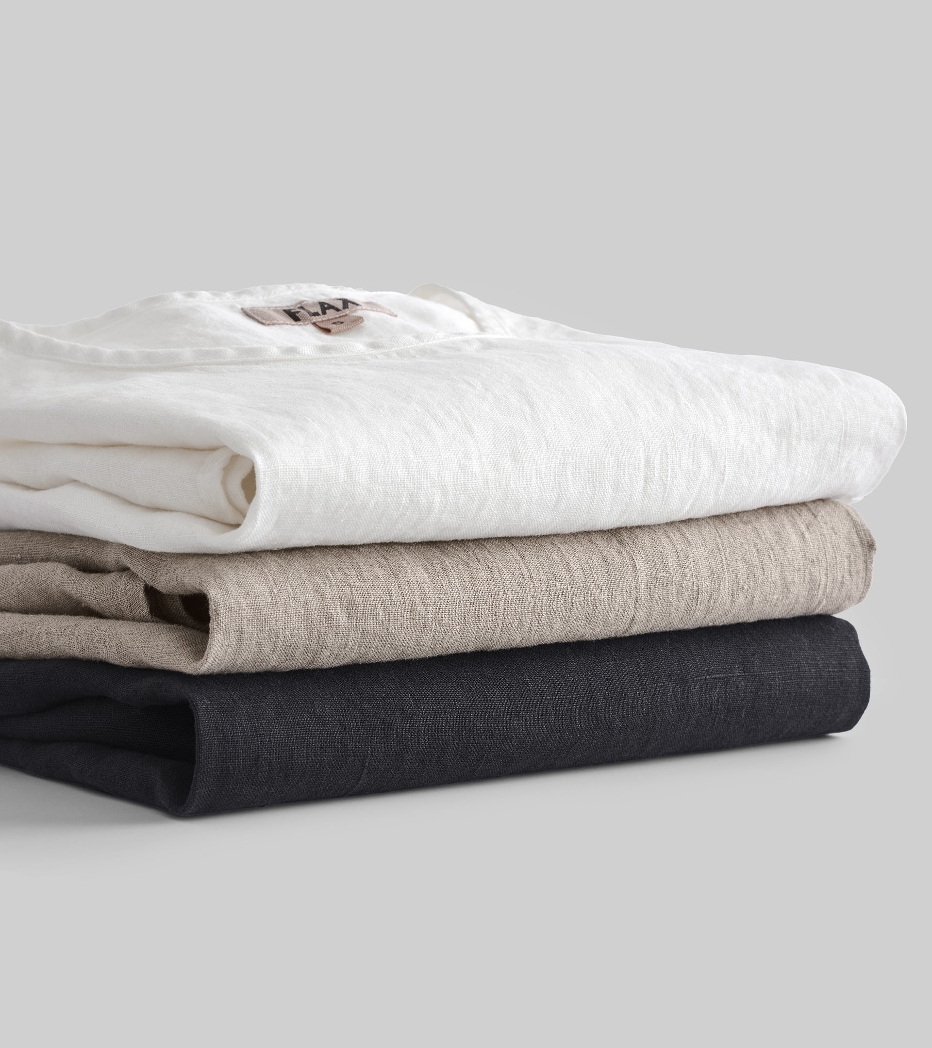 FLAX women's linen clothing stacked shirts in neutral tones