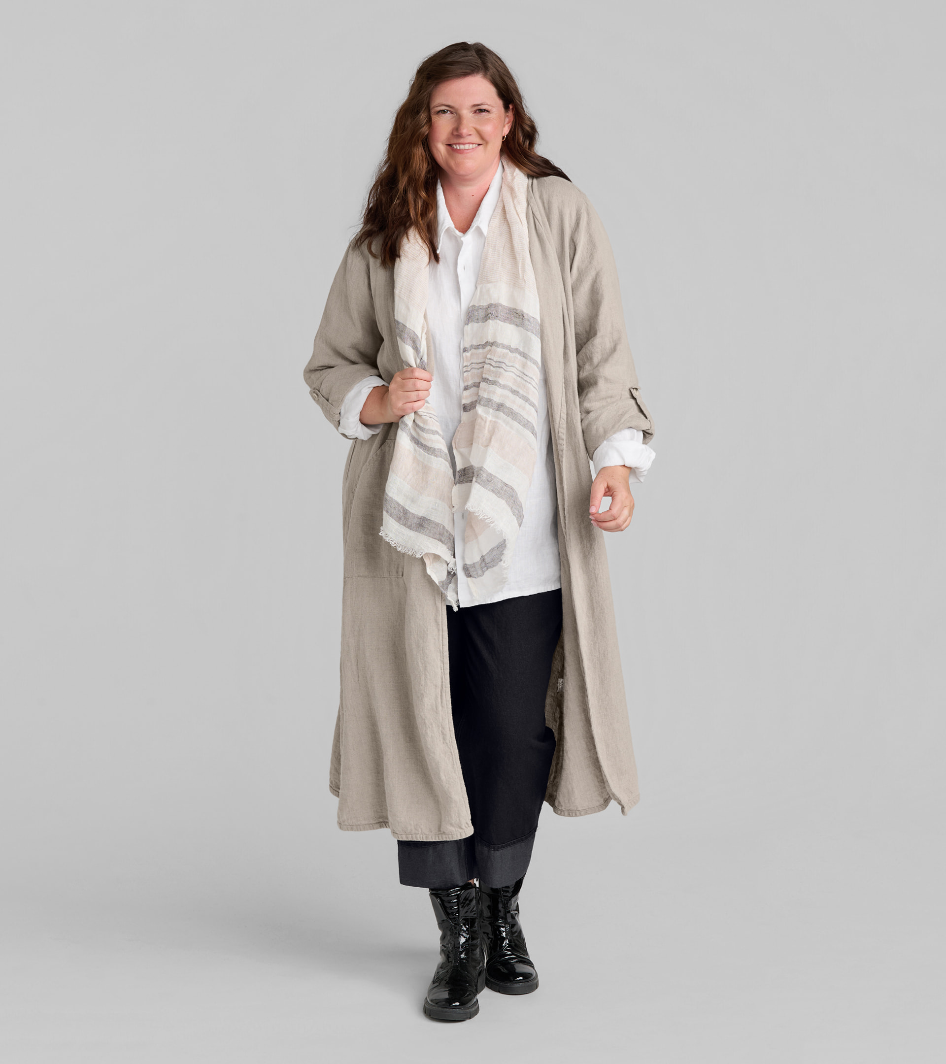 FLAX women's linen clothing stacked shirts in neutral tones