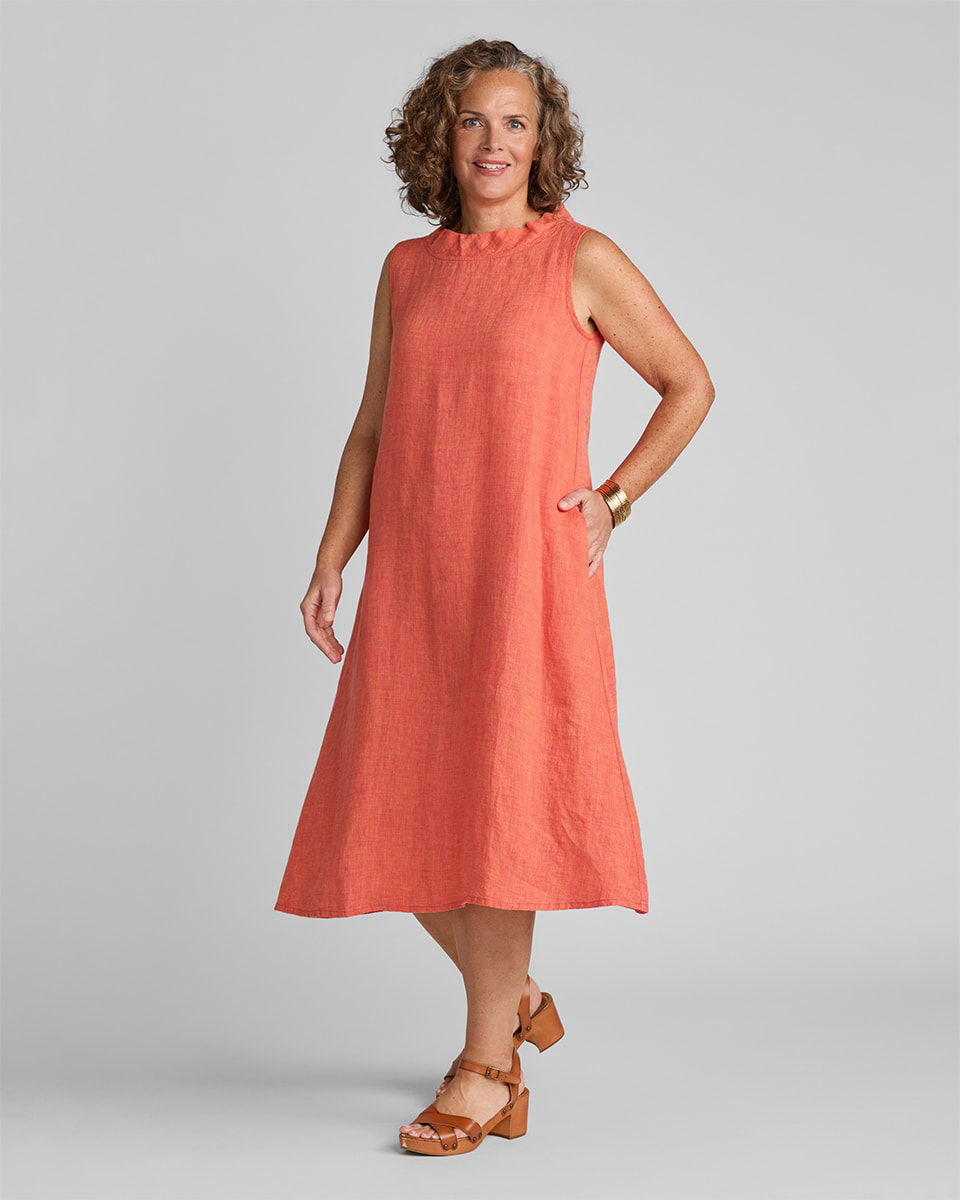 Women's linen dress in yellow